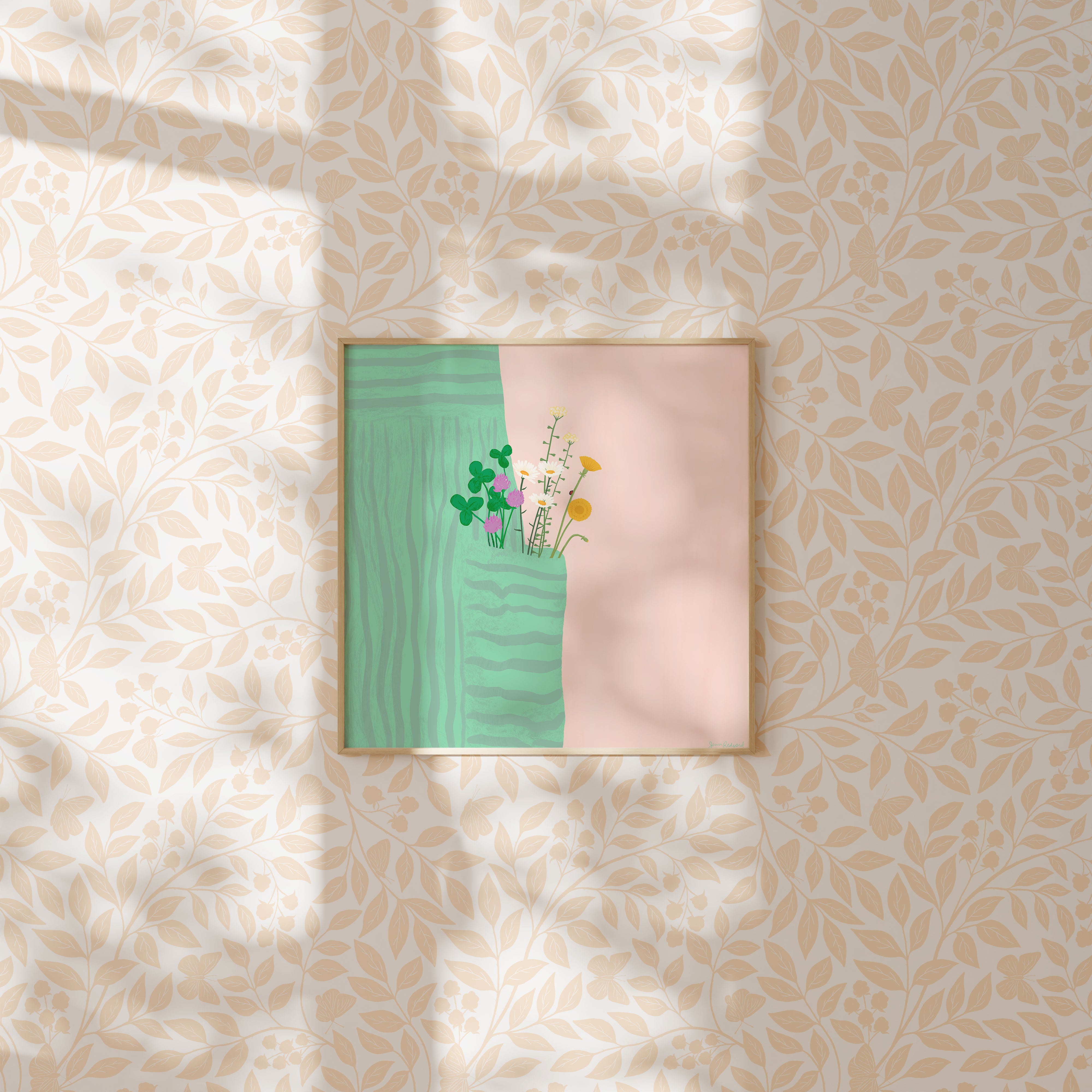 アート　PRETTY GREEN Prints 「Pocket Full」 Pocket Full of Posies Gouache Art Print - Playful Whimsical Floral